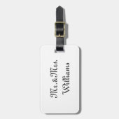 Personaliseer, pas achternaam Mr. & Mrs. white aan Bagagelabel (Voorkant verticaal)