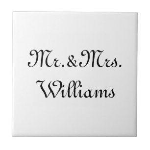 Personaliseer, pas achternaam Mr. & Mrs. white aan Tegeltje