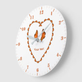 Personaliseer passie Butterfly in hartvorm Grote Klok (Hoek)