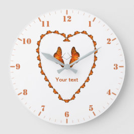Personaliseer passie Butterfly in hartvorm Grote Klok