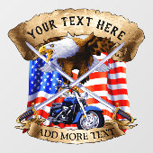 Personaliseer patriottische motorfiets Biker USA E Raamsticker (Vel)