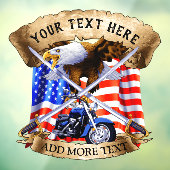 Personaliseer patriottische motorfiets Biker USA E Raamsticker (Vel 3)