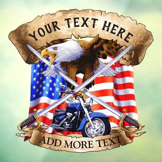 Personaliseer patriottische motorfiets Biker USA E Raamsticker (Vel 3)