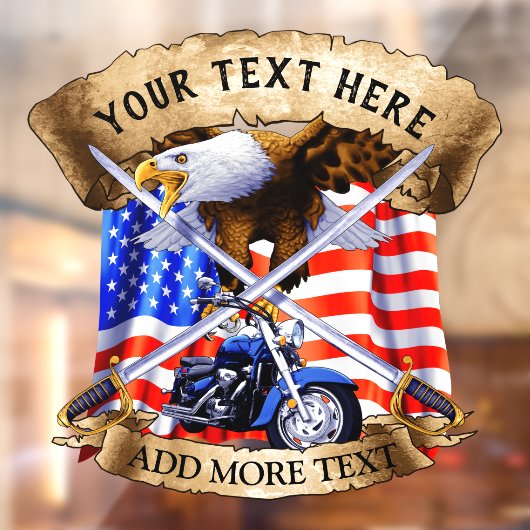 Personaliseer patriottische motorfiets Biker USA E Raamsticker (Vel 2)