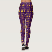 Personaliseer Pattern Funny Pet Cats Dark Paarse Leggings (Achterkant)
