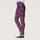 Personaliseer Pattern Funny Pet Cats Dark Paarse Leggings (Links)