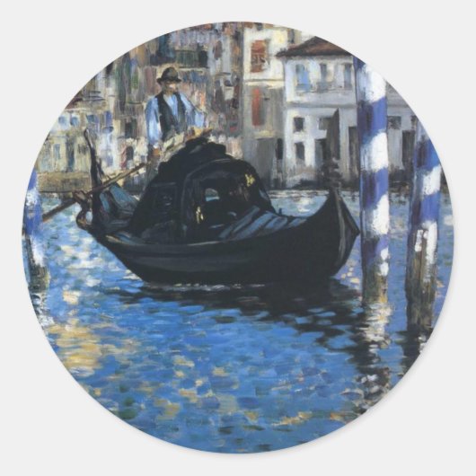 Personaliseer Peace Water Stream Boten Kunst Edoua Ronde Sticker (Voorkant)