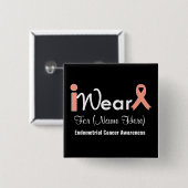Personaliseer peach Ribbon Endometrial Cancer Vierkante Button 5,1 Cm (Voorkant /achterkant)