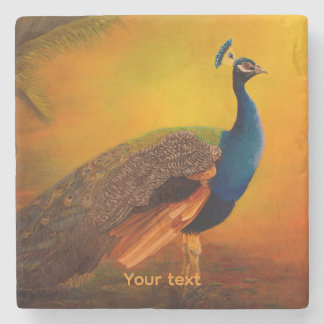 Personaliseer Peacock at Sunrise schilderkunst Stenen Onderzetter