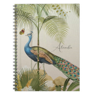 Personaliseer Peacock met vlinders Notitieboek