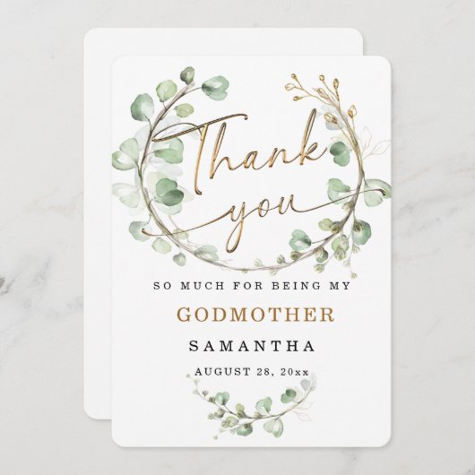 Personaliseer peetmoeder dank je kaart (Voorkant / Achterkant)