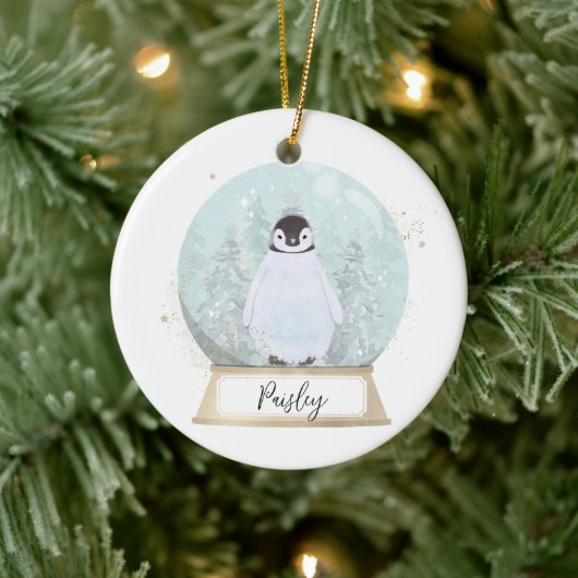 Personaliseer Penguin Christmas Keramisch Ornament (Boom)