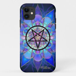 Personaliseer Pentagram Naam Paars blauw Hoesje-Ma Case-Mate iPhone Case