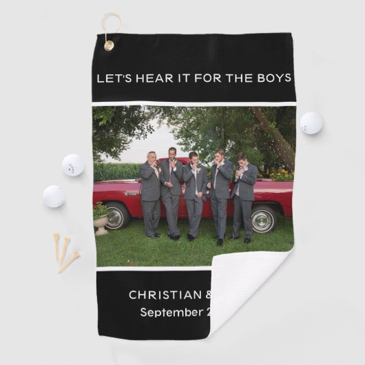 Personaliseer Persoonlijke Foto Bruiloft Party ZWA Golfhanddoek (Insitu)