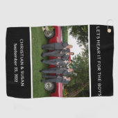 Personaliseer Persoonlijke Foto Bruiloft Party ZWA Golfhanddoek (Horizontaal)