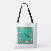 Personaliseer Perzik & Groen Foliage Design Canvas Tote Bag (Achterkant)