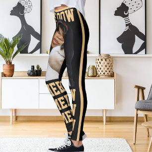 Personaliseer Pet Cat Mom Love Black Peach Foto Leggings