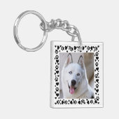 Personaliseer Pet Photo Dog Paw Prints in Hearts L Sleutelhanger (Voorkant Links)