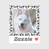 Personaliseer Pet Photo Dog Paw Prints in Hearts L Sticker (Vel)