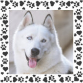 Personaliseer Pet Photo Dog Paw Prints in Hearts L Sticker (Voorkant)