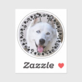 Personaliseer Pet Photo Dog Paw Prints in Hearts L Sticker (Vel)