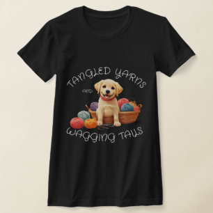 Personaliseer Pet Photo Tangled Yarns & Wagging Ta T-shirt