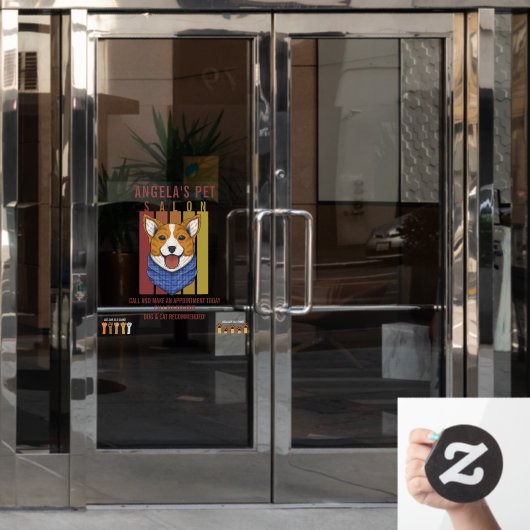 Personaliseer Pet Salon Honden- en kattenaanbevole Raamsticker (Kantoordeur)