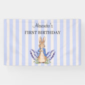 Personaliseer Peter de konijn 1e verjaardag banner (Horizontaal)