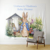 Personaliseer Peter de konijn baby shower Wandkleed (In Situ (horizontaal))
