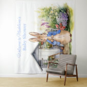 Personaliseer Peter de konijn baby shower Wandkleed (In situ)