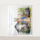 Personaliseer Peter de konijn baby shower Wandkleed (Voorkant)
