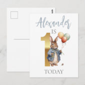 Personaliseer Peter de konijn Eerste verjaardag Briefkaart (Voorkant / Achterkant)