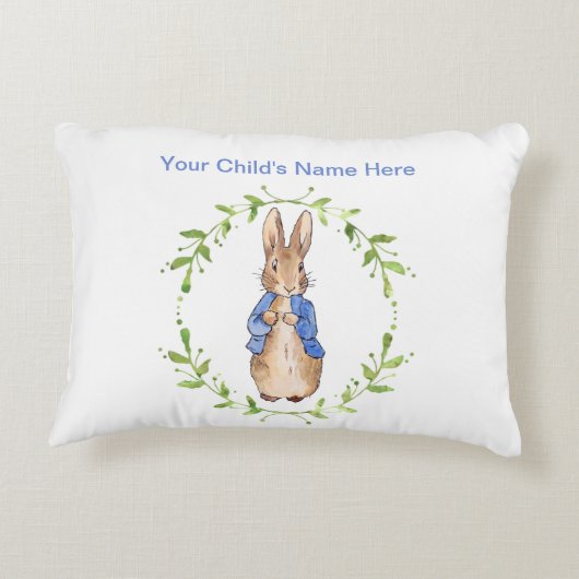 Personaliseer Peter de Naam van het Konijnenkind Accent Kussen (Achterkant)