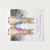 Personaliseer Peter en Flopsy Baby shower Klein Wandkleed (Voorkant (horizontaal))