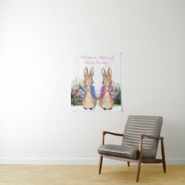 Personaliseer Peter en Flopsy Baby shower Klein Wandkleed