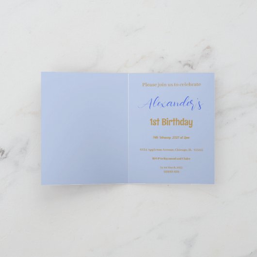 Personaliseer Peter het Konijn 1e Verjaardag Blauw (Binnen)