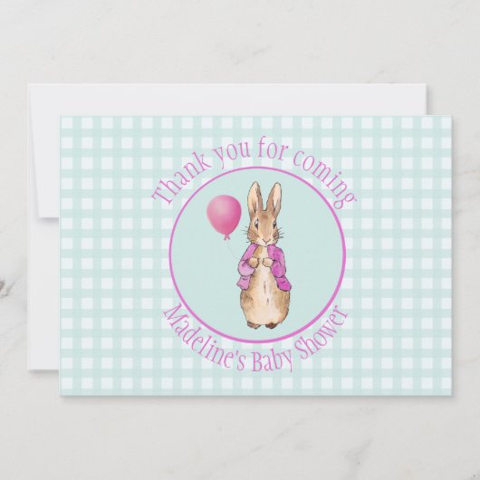 Personaliseer Peter het konijn Baby shower Bedankkaart (Voorkant)