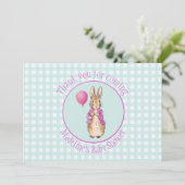 Personaliseer Peter het konijn Baby shower Bedankkaart (Staand voorkant)