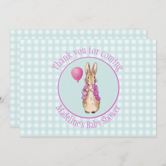 Personaliseer Peter het konijn Baby shower Bedankkaart (Voorkant / Achterkant)