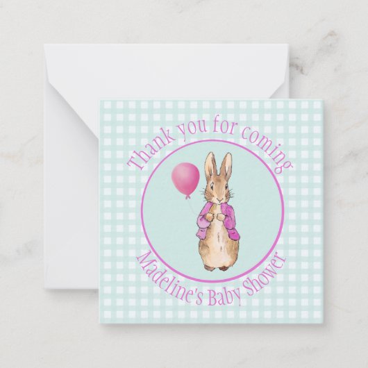 Personaliseer Peter het konijn Baby shower Dank u Notitiekaartje (Voorkant)