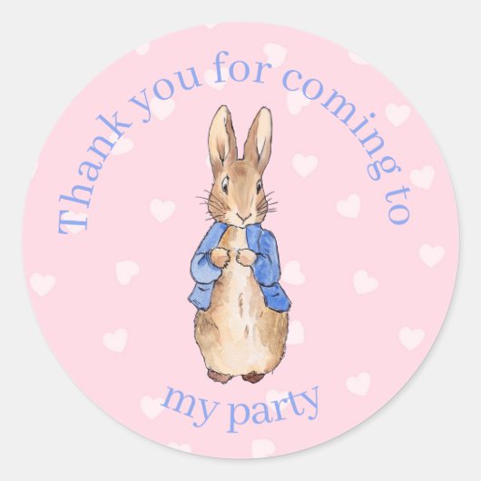Personaliseer Peter het konijn Baby shower Dank u Ronde Sticker (Voorkant)