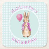 Personaliseer Peter het konijn Baby shower Kartonnen Onderzetters (Voorkant)