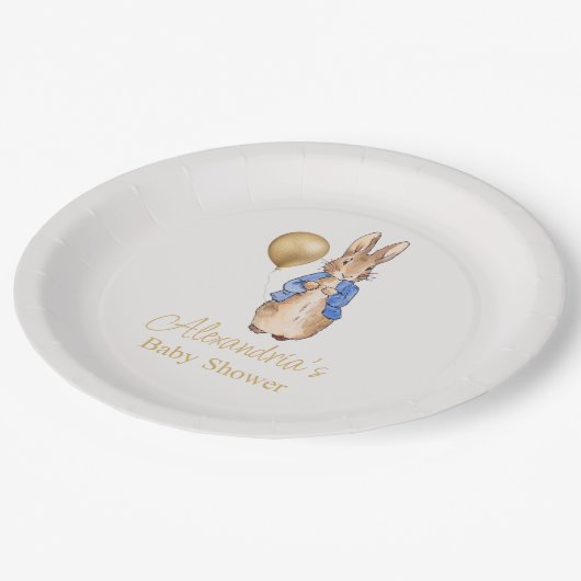Personaliseer Peter het Konijn Baby shower Papieren Bordje (Gekanteld)