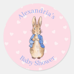 Personaliseer Peter het konijn Baby shower Ronde Sticker