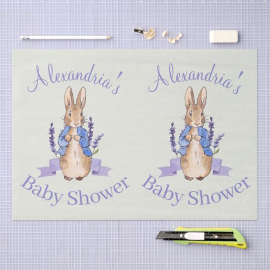 Personaliseer Peter het Konijn Baby shower Tissuepapier (Craft)