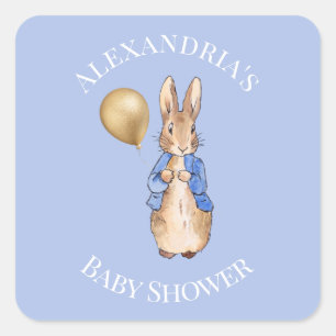 Personaliseer Peter het konijn Baby shower Vierkante Sticker