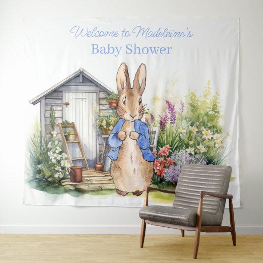 Personaliseer Peter het konijn baby shower Wandkleed (In Situ (horizontaal))