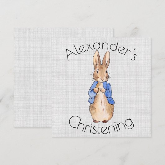 Personaliseer Peter het konijn doopsel Kaart (Voorkant / Achterkant)