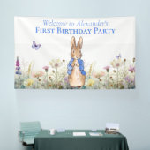 Personaliseer Peter het konijn Eerste Verjaardagsf Spandoek (Beurs)