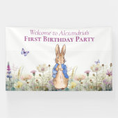 Personaliseer Peter het konijn Eerste Verjaardagsf Spandoek (Horizontaal)
